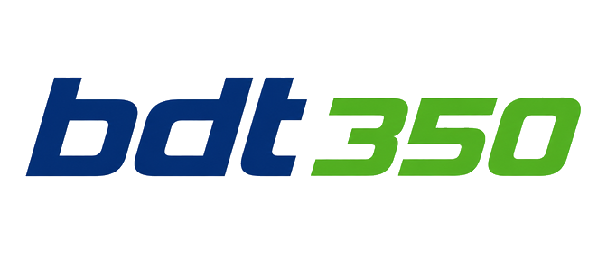 bdt 350 brand logo in red esports style